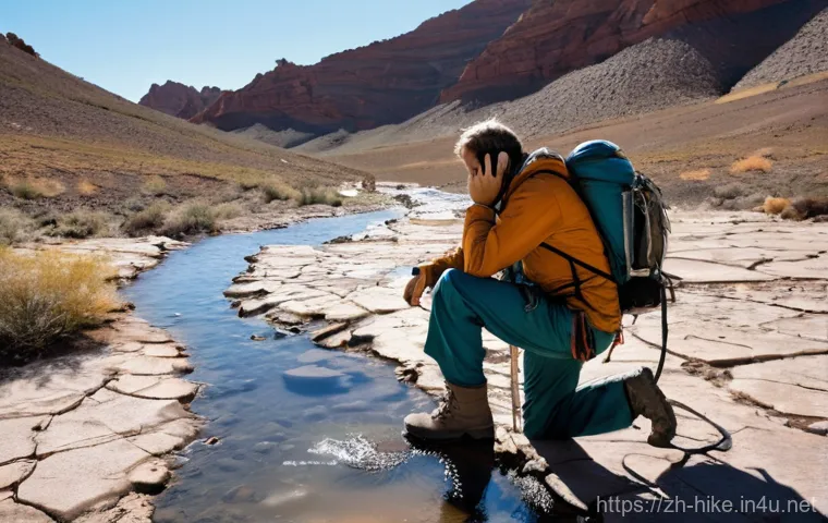 등산용 휴대용 정수기 비교 - **Prompt 1:** A solitary male hiker in his late 20s, with a weathered face showing visible signs of ...