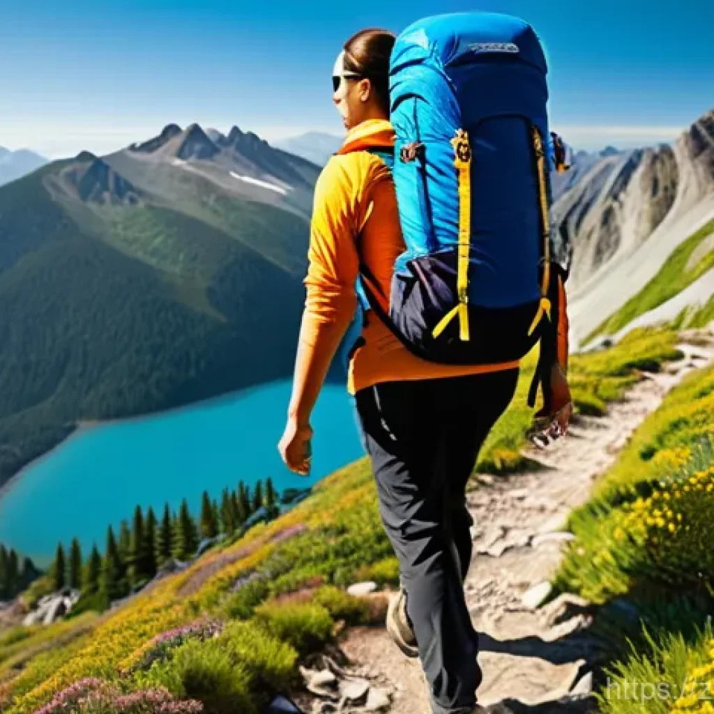 등산 배낭과 수화 시스템 비교 - **Prompt:** A diverse hiker, radiating joy and freedom, effortlessly navigates a sun-drenched mounta...