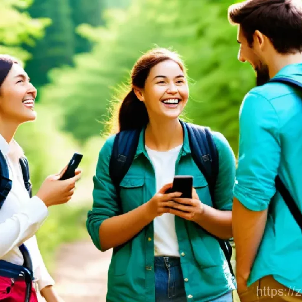 등산과 사회적 교류의 중요성 - **Prompt 1: Genuine Connections in Nature, Away from Screens**
A diverse group of five young adu...