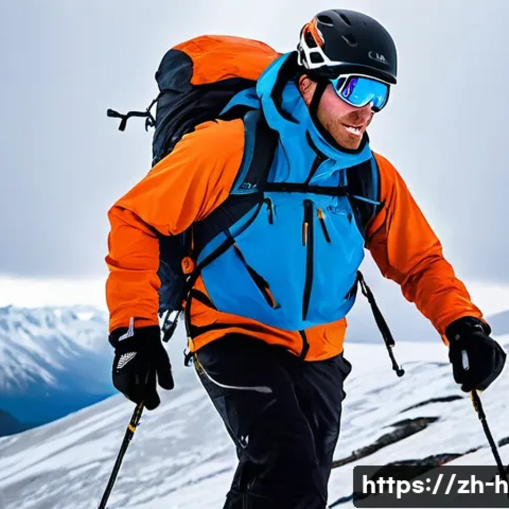 등산용 고어텍스 재킷 비교 - **GORE-TEX Pro Mountaineer in Alpine Storm:** A rugged mountaineer, male or female, mid-30s, stands ...