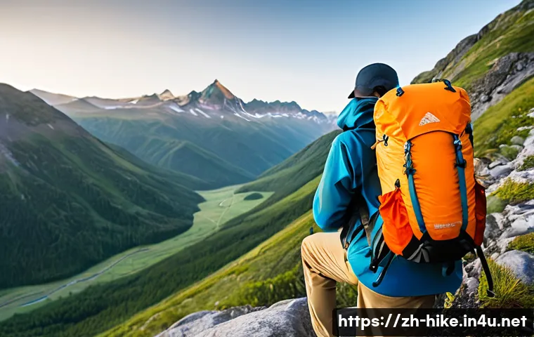 등산용 방수 지퍼백 추천 - **Subject:** A young, adventurous hiker (age 20s-30s, dressed in modern, non-revealing hiking appare...