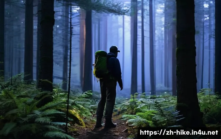등산용 열화상 카메라 사용법 - **Prompt 1: Nighttime Wildlife Discovery in the Forest**
    "A lone male hiker in his late 20s, wea...